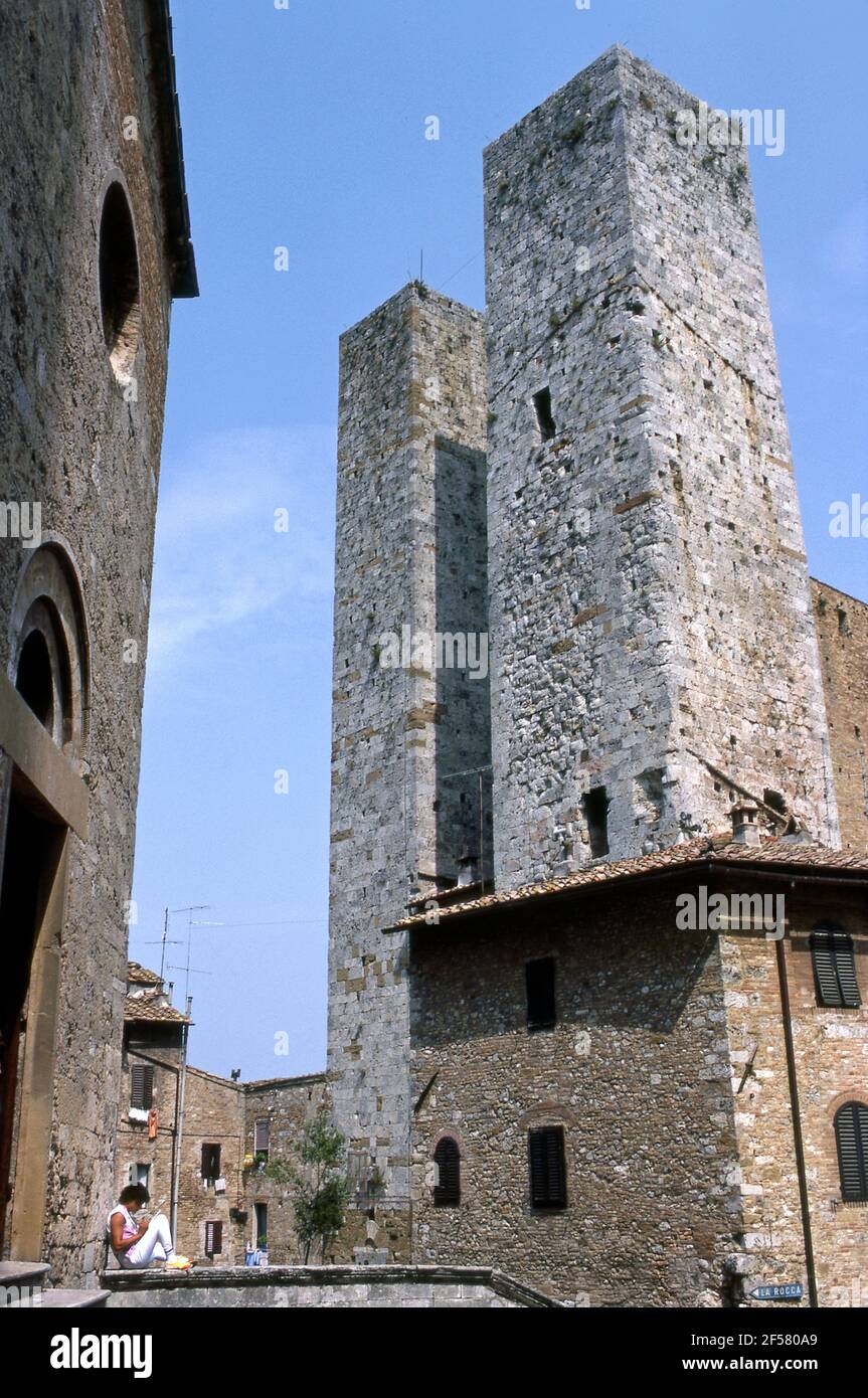 Large towers in San Gimignano,Italy Stock Photo - Alamy