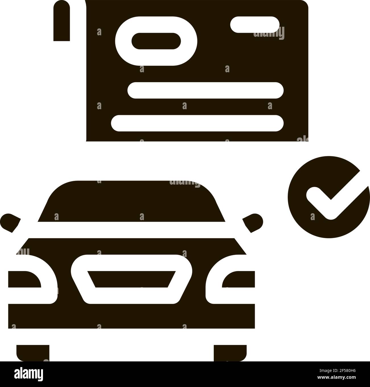 checked documents for car icon Vector Glyph Illustration Stock Vector