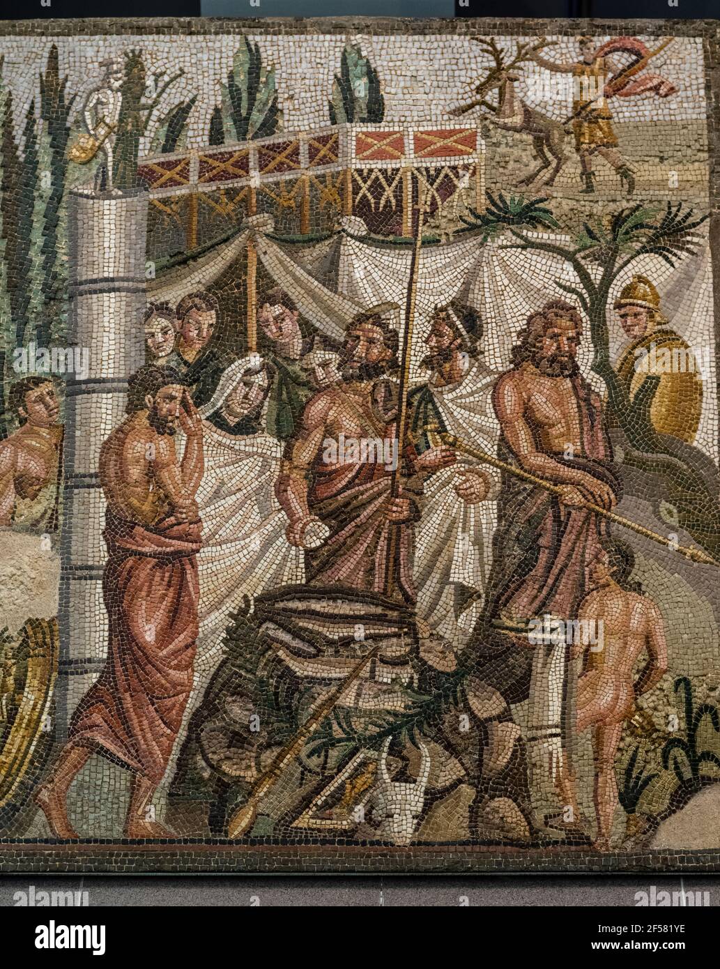 Greek / Roman archeological site of Ampuries, Roman mosaic, Girona, Catalonia, Spain. Stock Photo