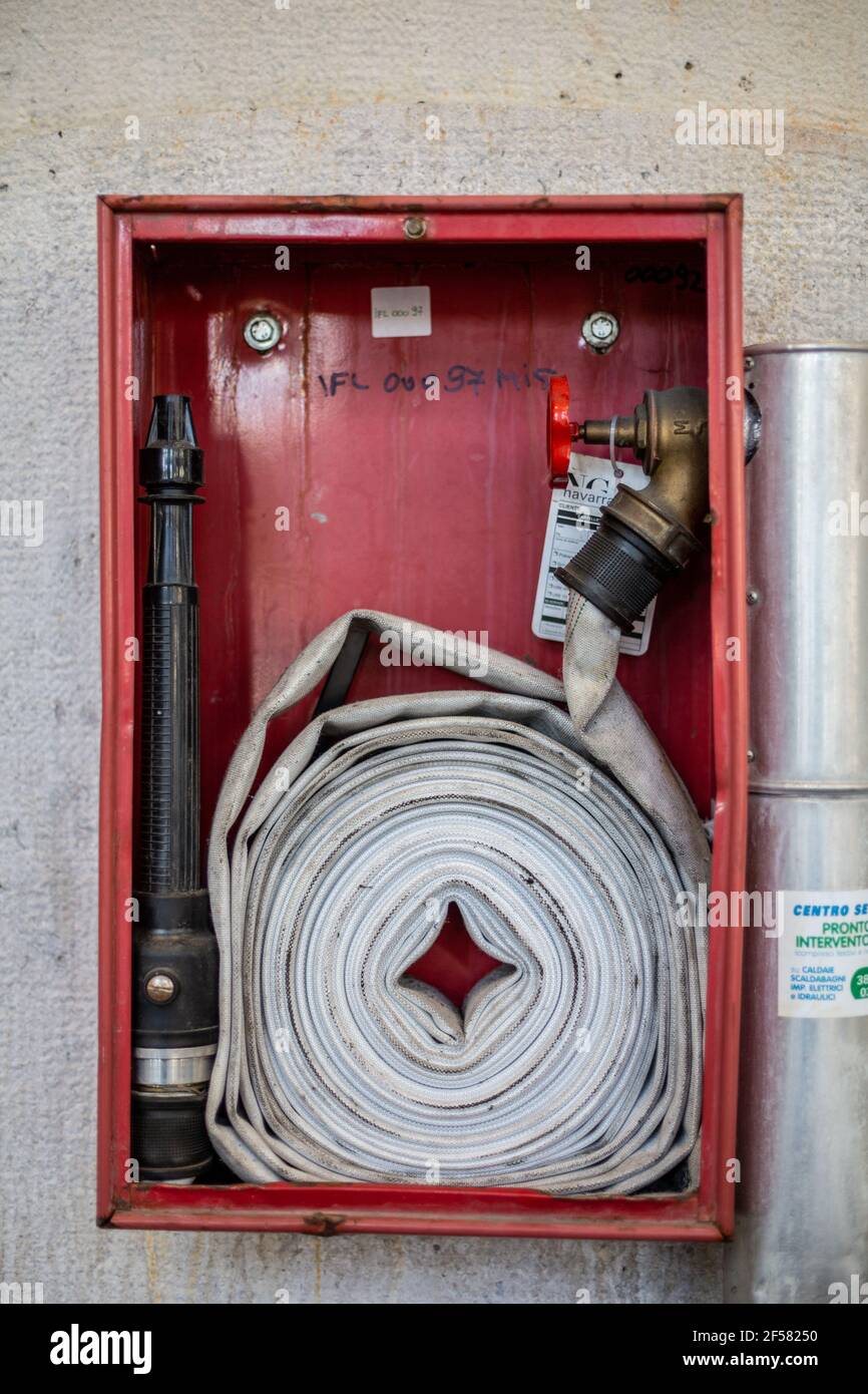 Vintage Fire Hose Reel stock image. Image of prevention - 12480961