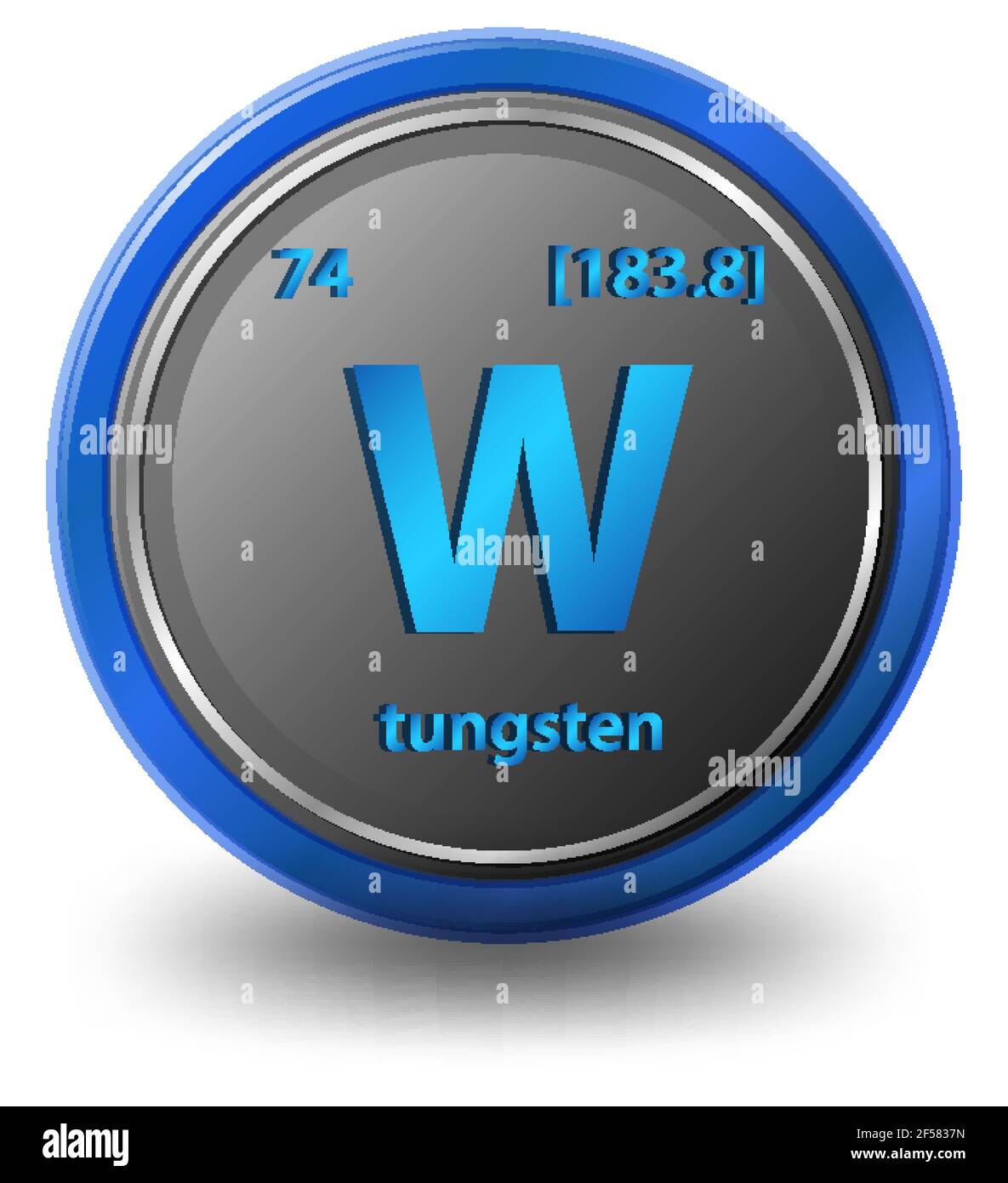 Tungsten chemical element. Chemical symbol with atomic number and
