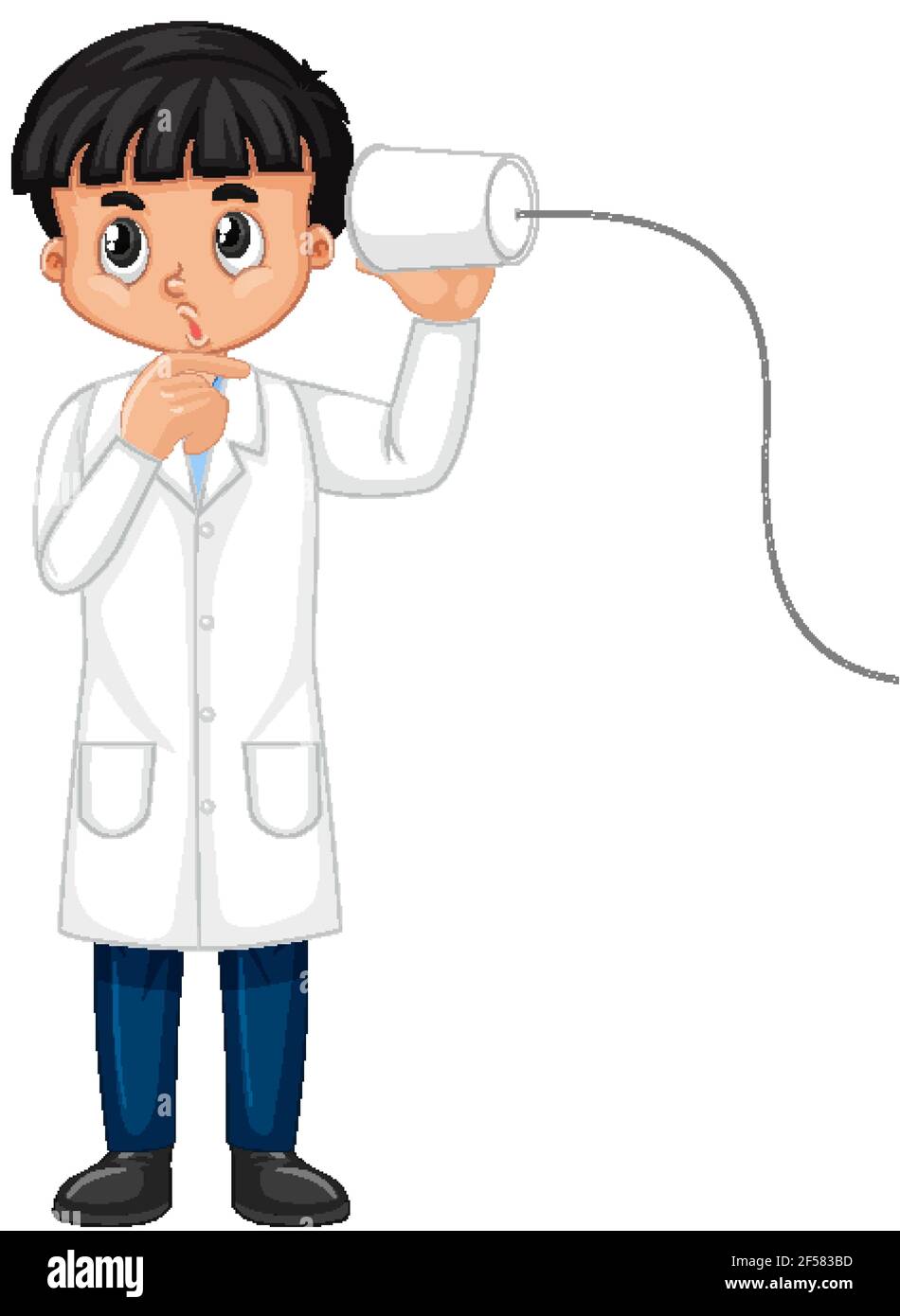 A boy cartoon character wearing laboratory coat illustration Stock
