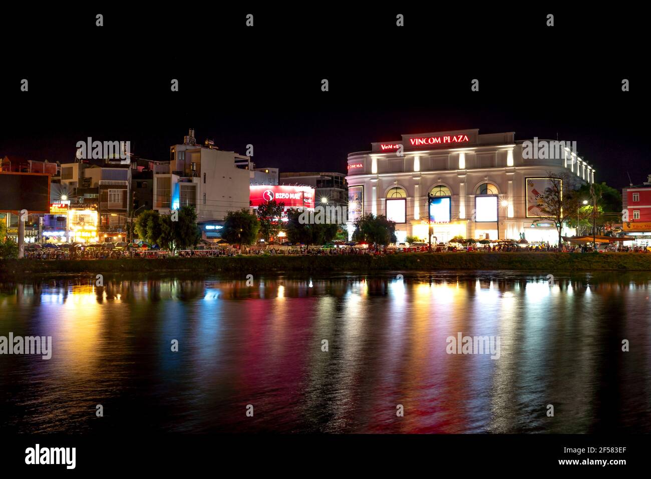 Bao Loc Town, Lam Dong Province, Vietnam - March 12, 2021: Night at Bao Loc Town, Lam Dong Province, Vietnam Stock Photo