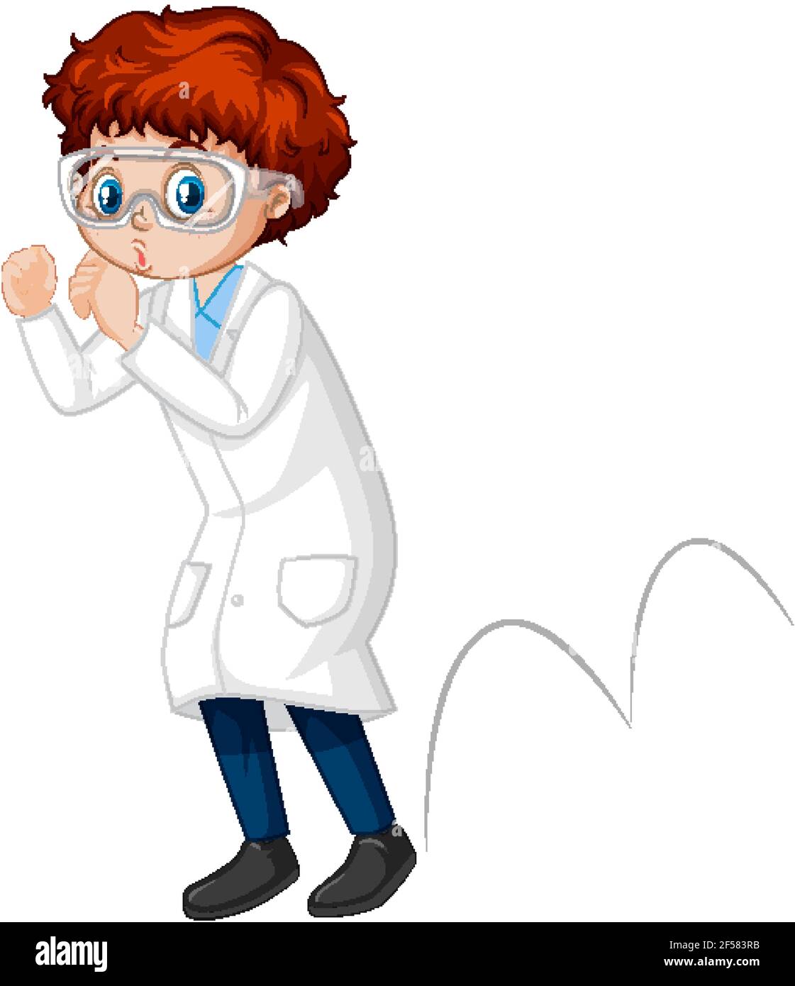 A boy cartoon character wearing laboratory coat illustration Stock