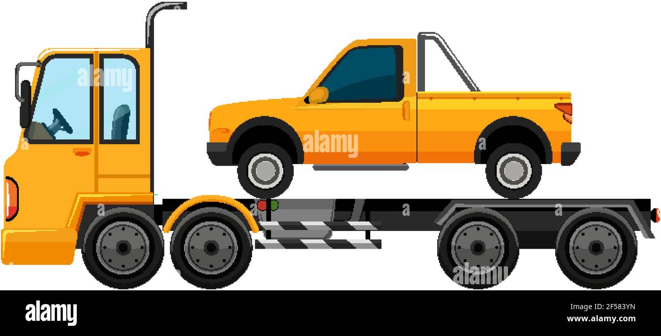 Tow truck carrying car isolated background illustration Stock Vector