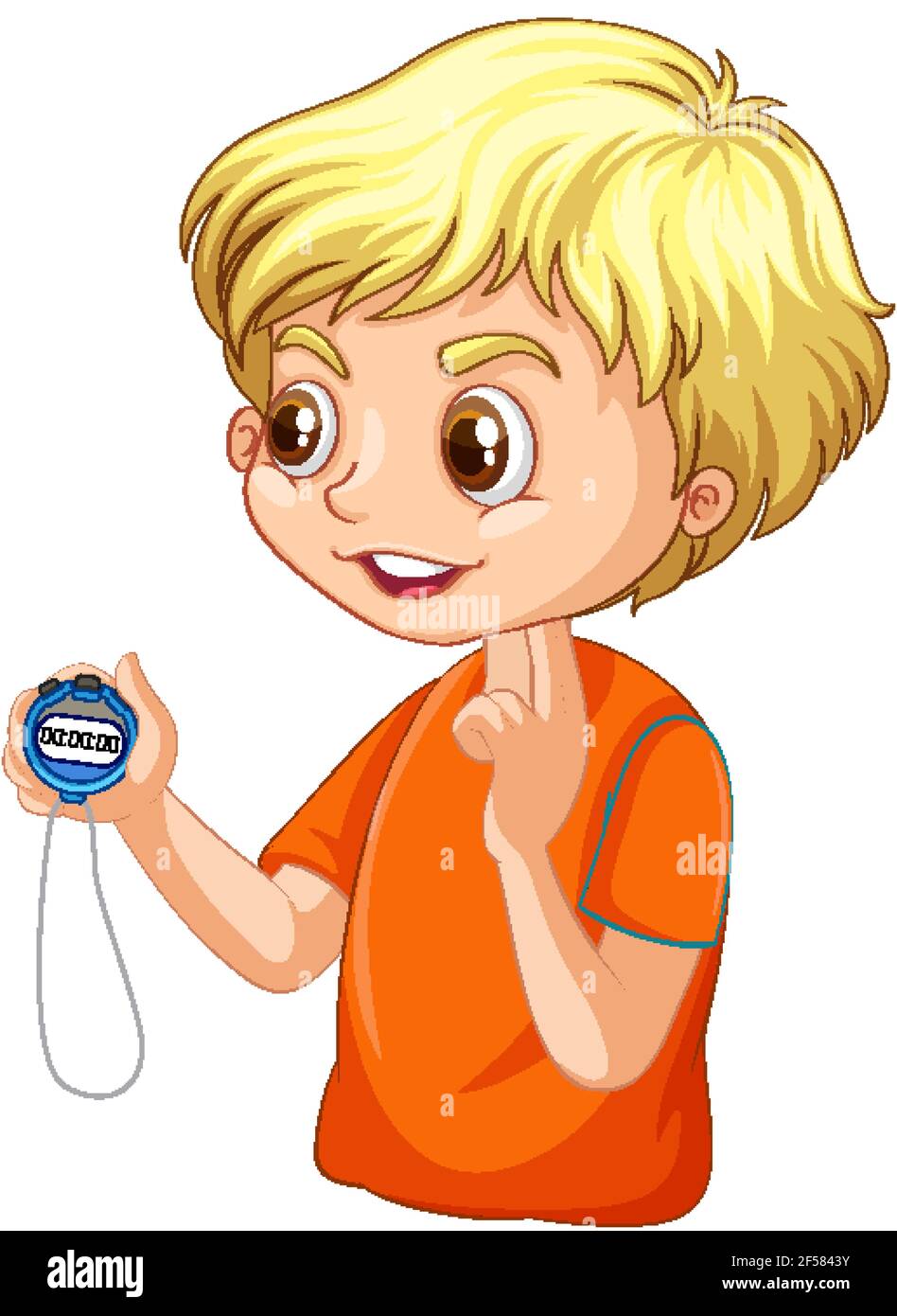 A coach boy cartoon character holding a timer illustration Stock Vector ...