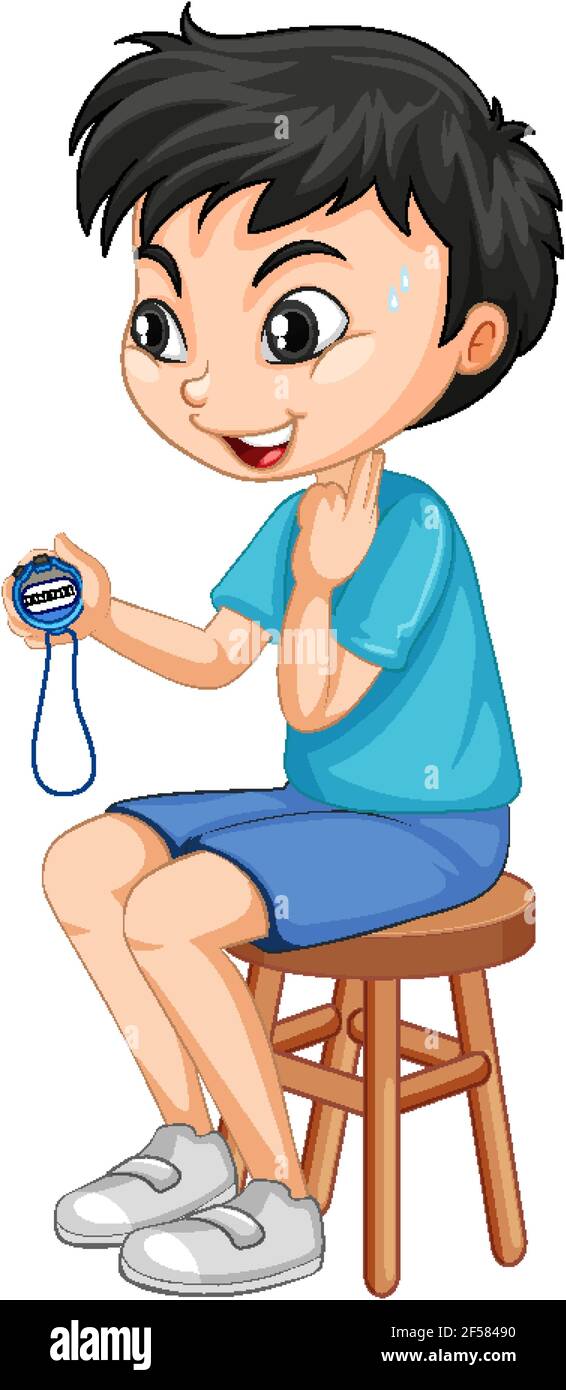 Cute boy sitting on a chair and holding timer illustration Stock Vector Image & Art - Alamy Cute boy sitting on a chair and holding timer illustration Stock Vector Image & Art - Alamy