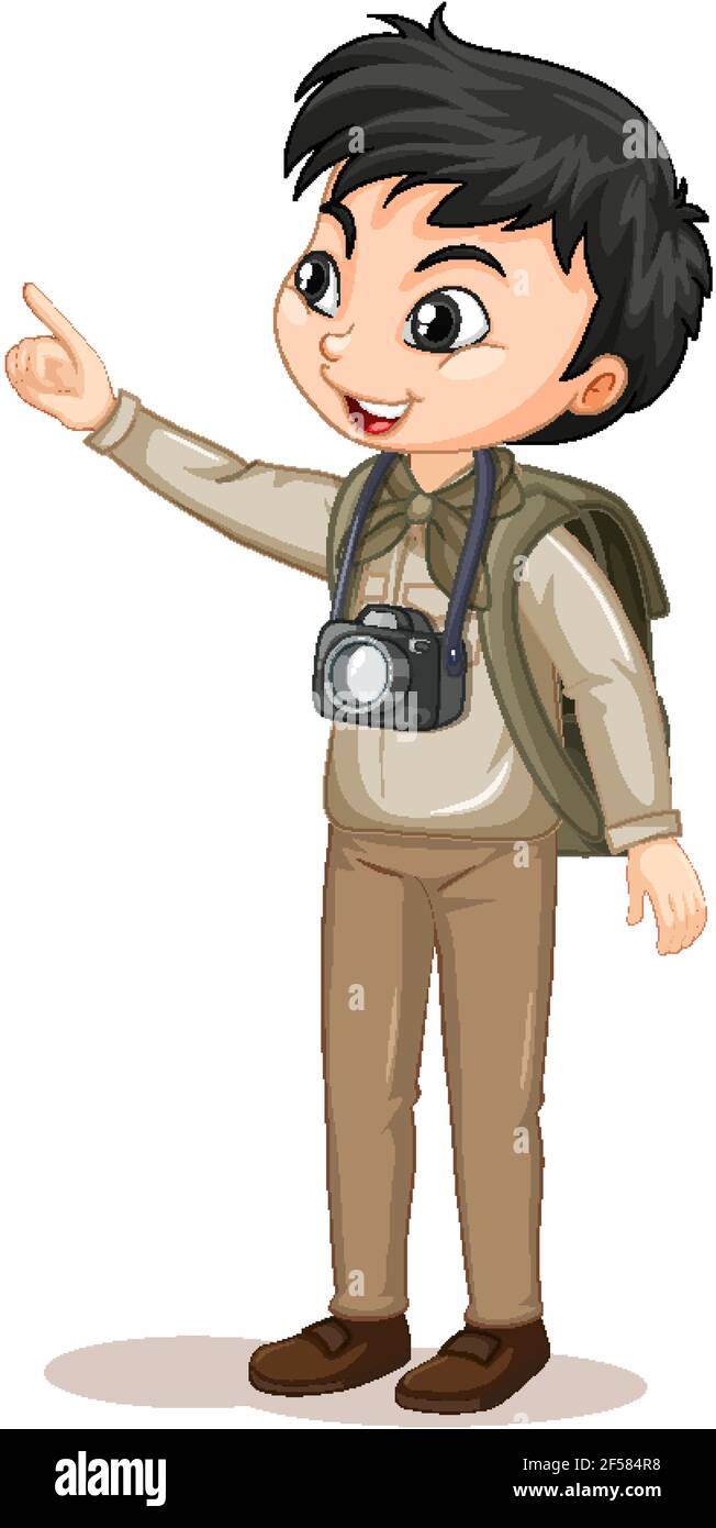 Cartoon character of a boy in camping outfits illustration Stock Vector ...
