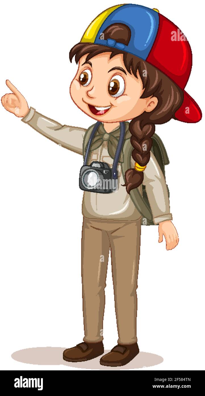 Cartoon character of a girl in camping outfits illustration Stock Vector  Image & Art - Alamy