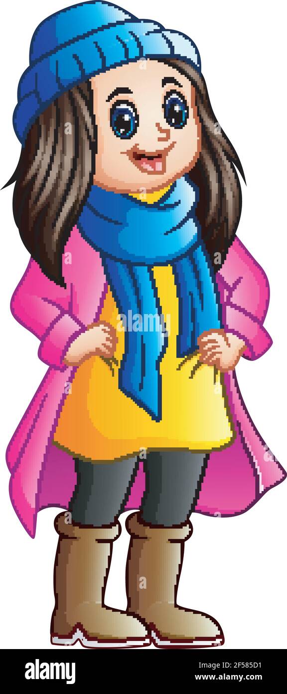 Cute girl wearing winter clothes Stock Vector Image & Art - Alamy