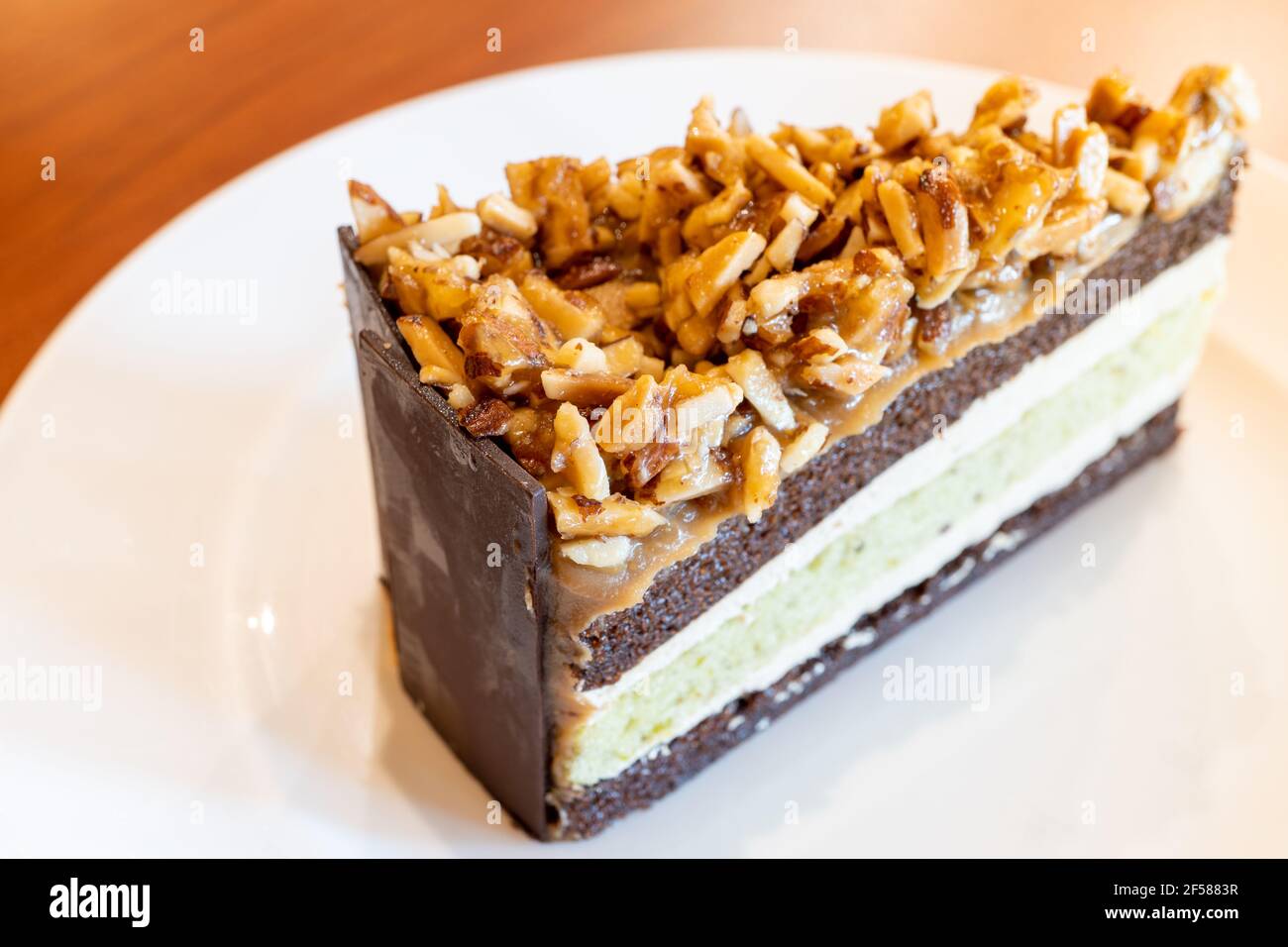 Piece of Toffee Almond Cake The meat of the cake is chocolate and