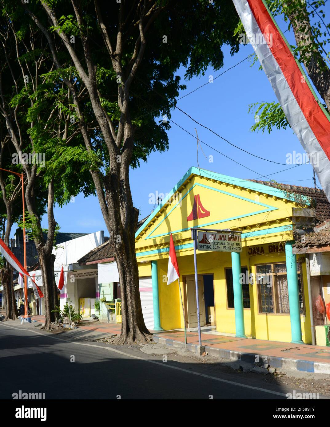 Beautiful houses in the center of Banyuwangi, Java, Indonesia. Stock Photo