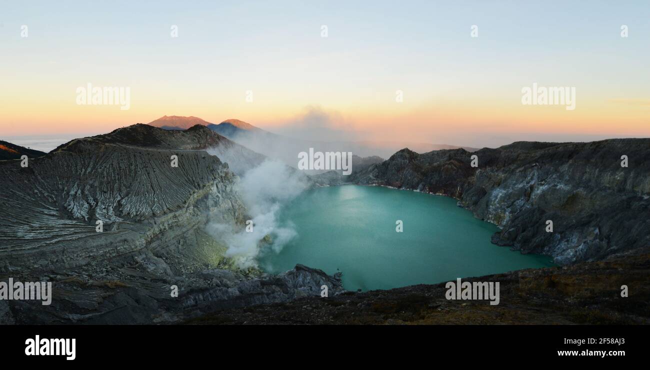 Dawn over the Ijen volcano in Eastern Java, Indonesia Stock Photo - Alamy