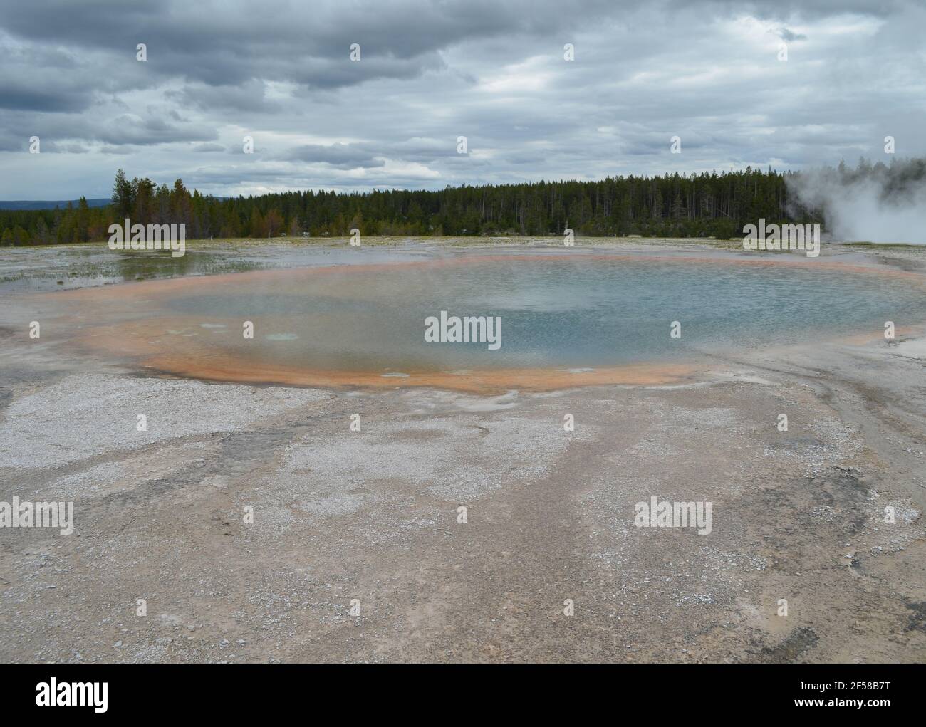 Late Spring in Yellowstone National Park: Turquoise Pool in the Excelsior Group of Midway Geyser Basin Stock Photo