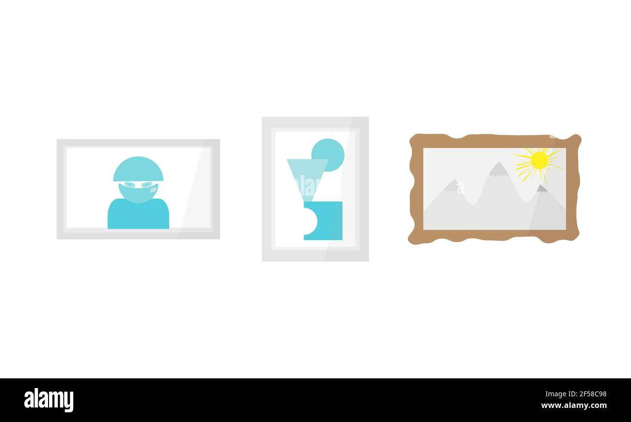 A set of abstract paintings in a modern style. Flat vector illustration ...