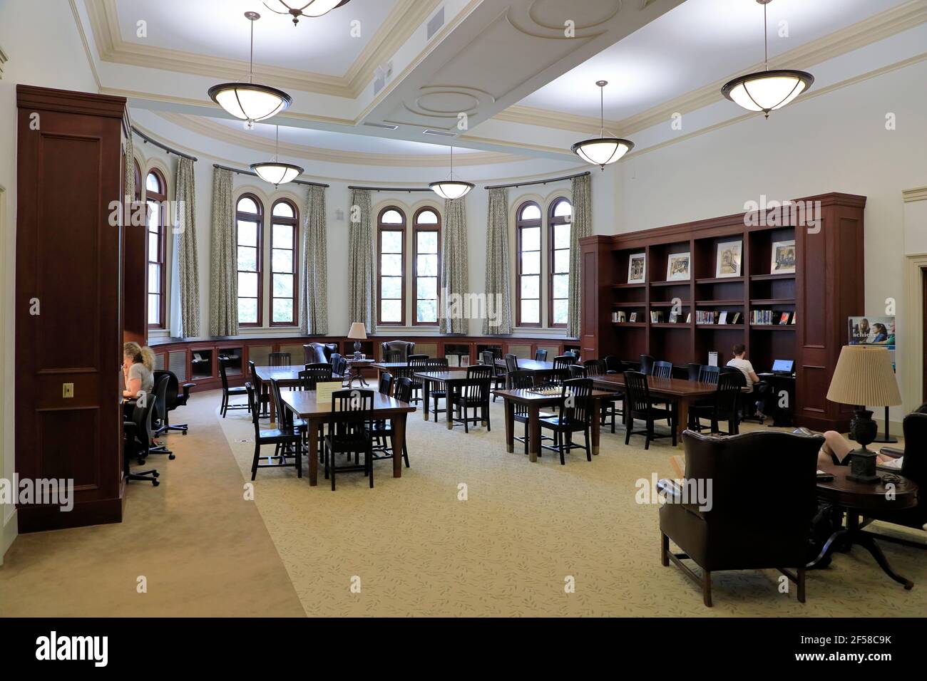 Interior view of a reading room in main branch of the Carnegie Library