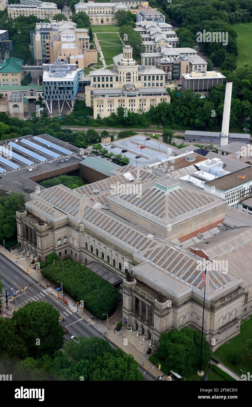 Aerial view of Carnegie Museum of Nature History with Carnegie Museum