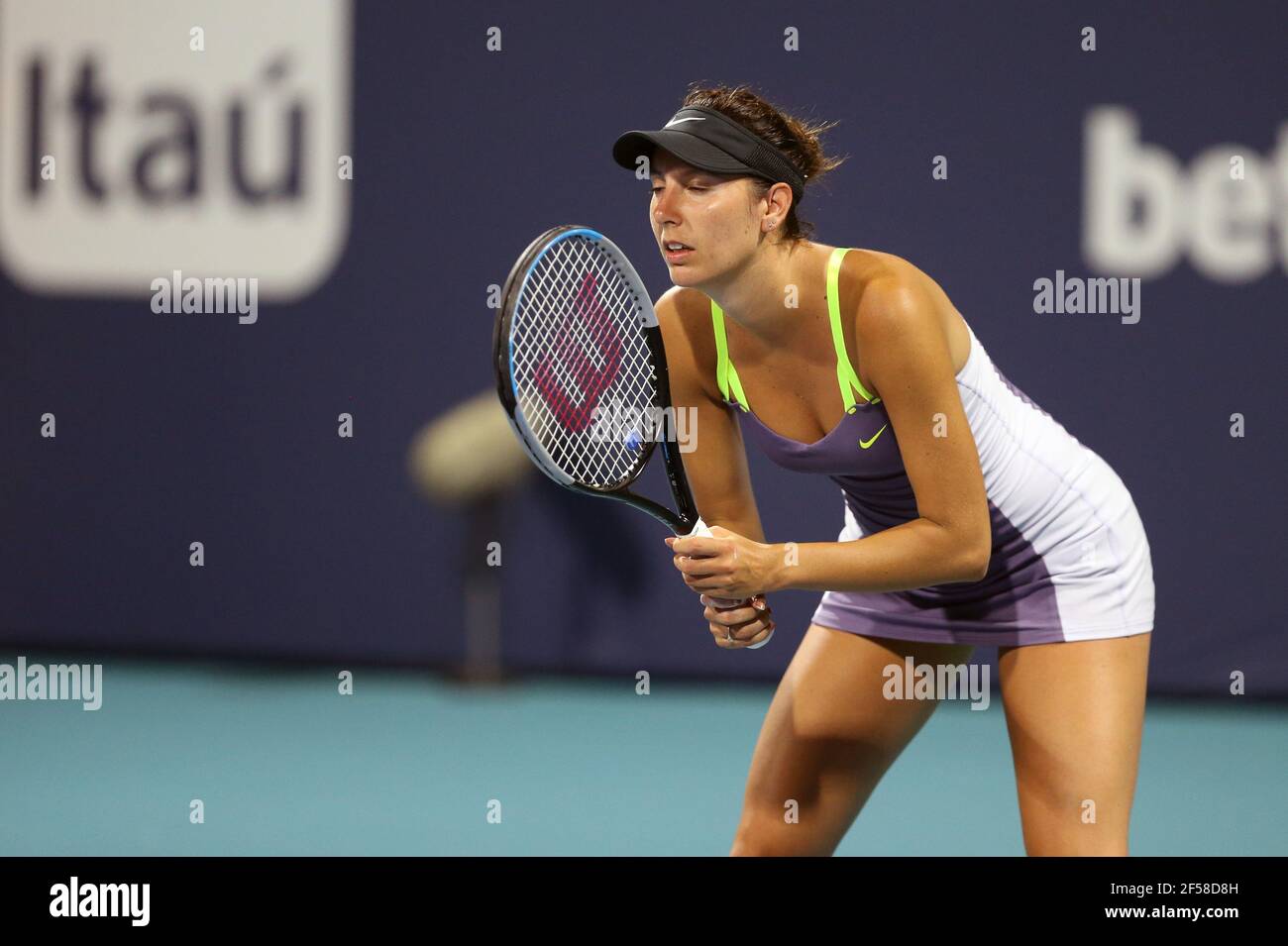 Miami Gardens, FL, USA. 24th Mar, 2021. Oceane Dodin seen playing on day 3 of the Miami Open on March 24, 2021 at Hard Rock Stadium in Miami Gardens, Florida People: Oceane Dodin Credit: Hoo Me/Media Punch/Alamy Live News Stock Photo