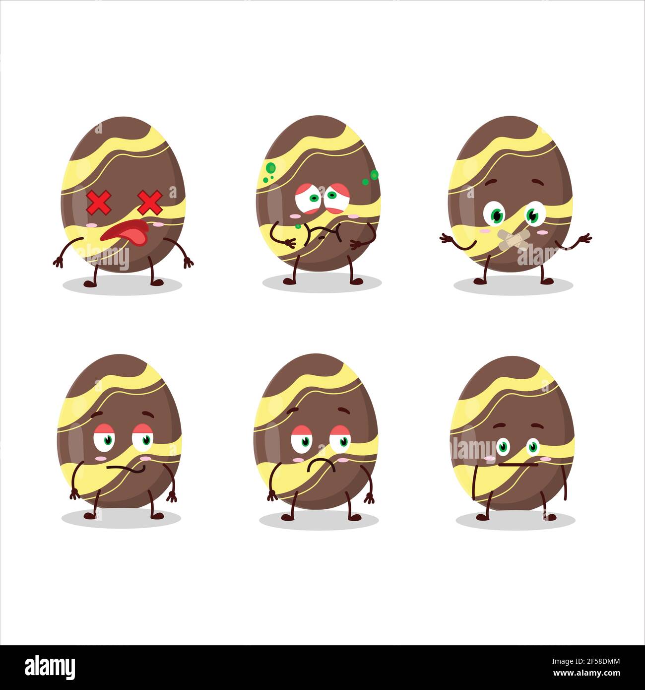 Brown Easter Egg Cartoon Character With Nope Expression Vector 