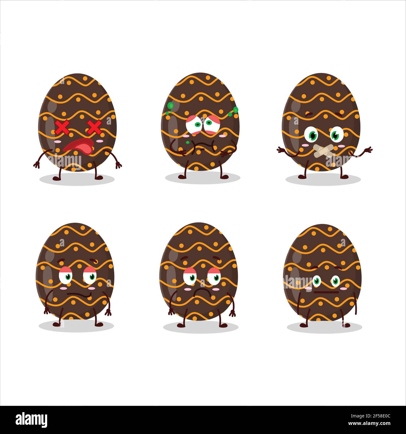 Deep Brown Easter Egg Cartoon Character With Nope Expression Vector 