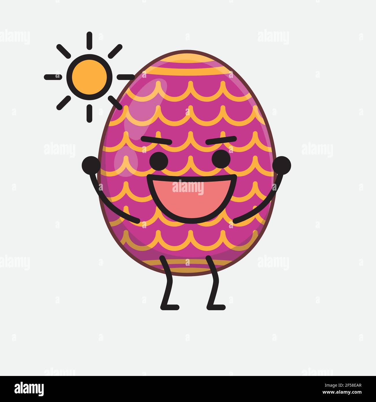 Vector Illustration of Easter Egg Character with cute face, simple ...