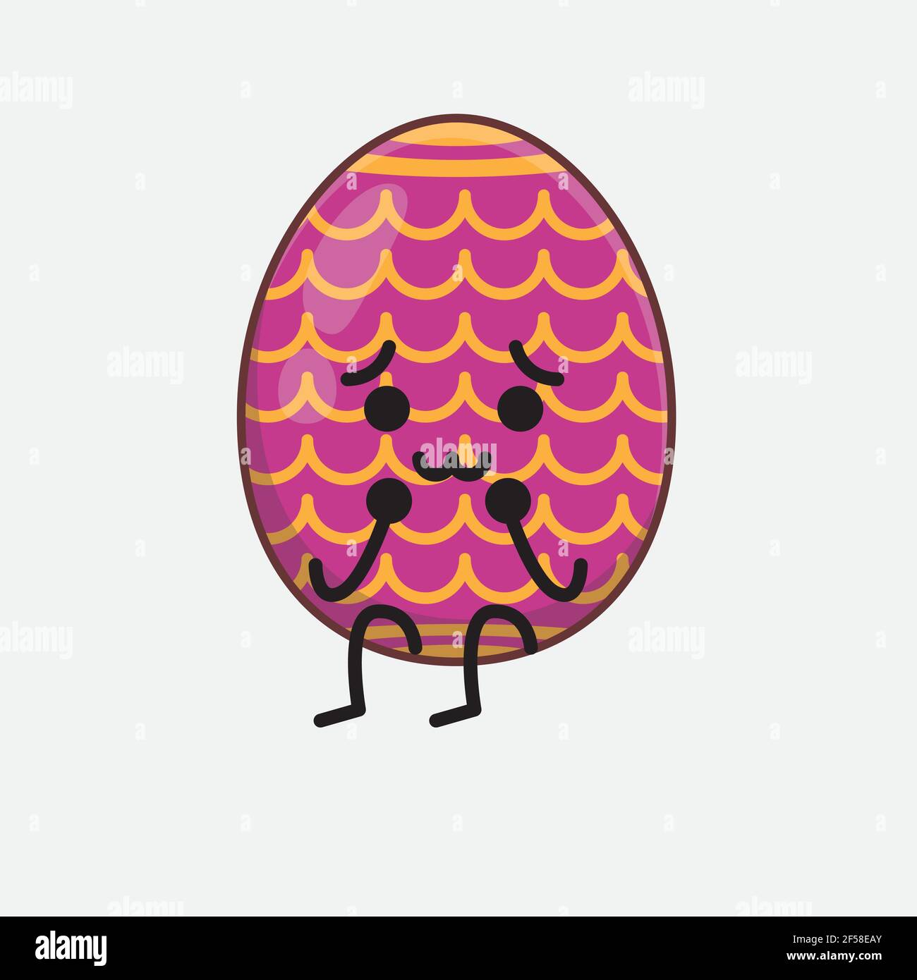 Vector Illustration of Easter Egg Character with cute face, simple ...