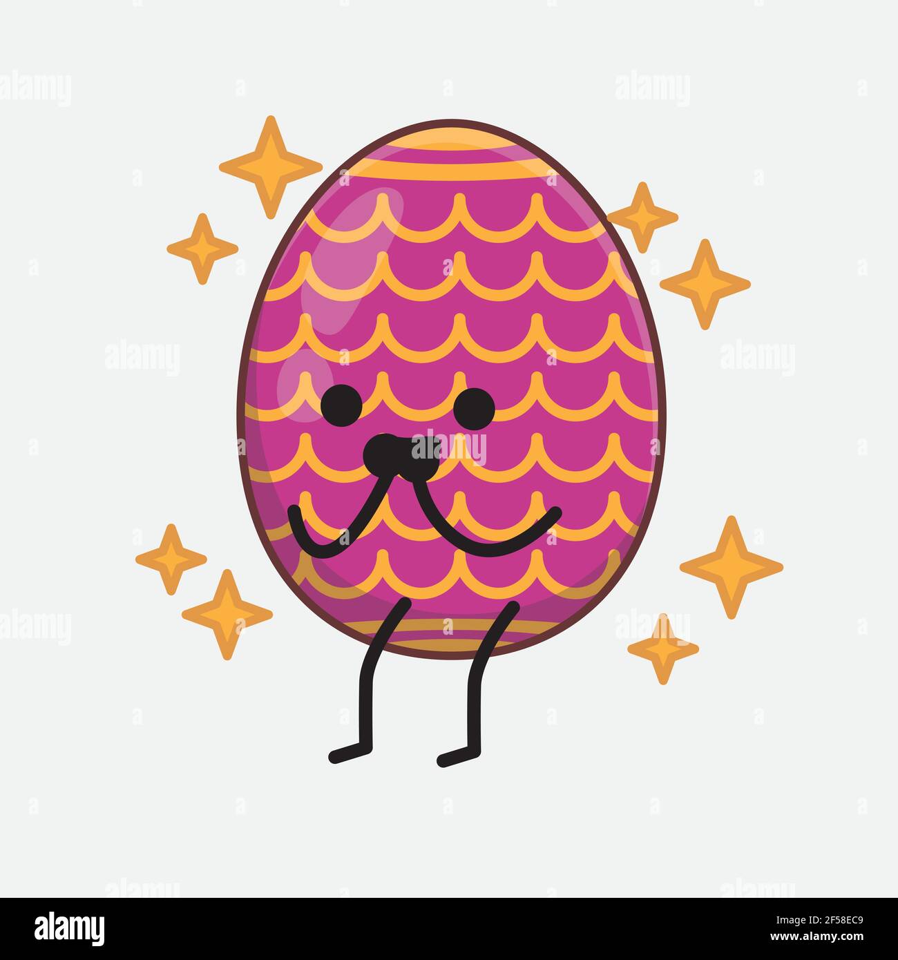 Vector Illustration of Easter Egg Character with cute face, simple ...