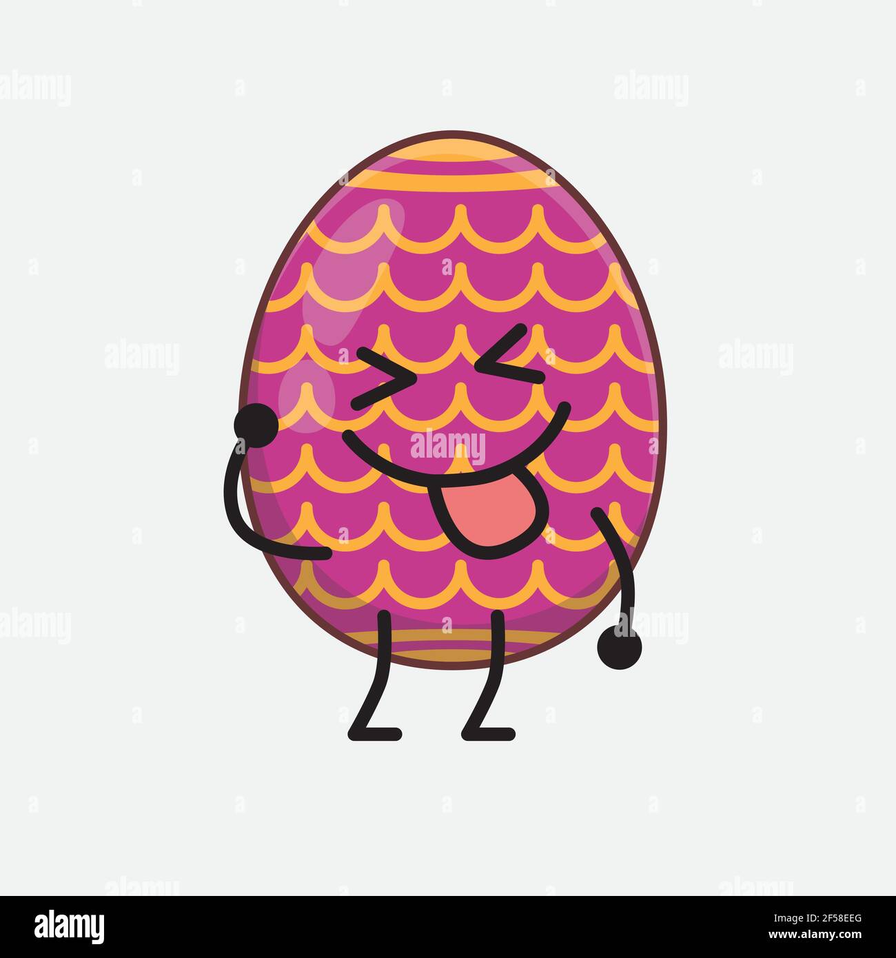 Vector Illustration of Easter Egg Character with cute face, simple ...