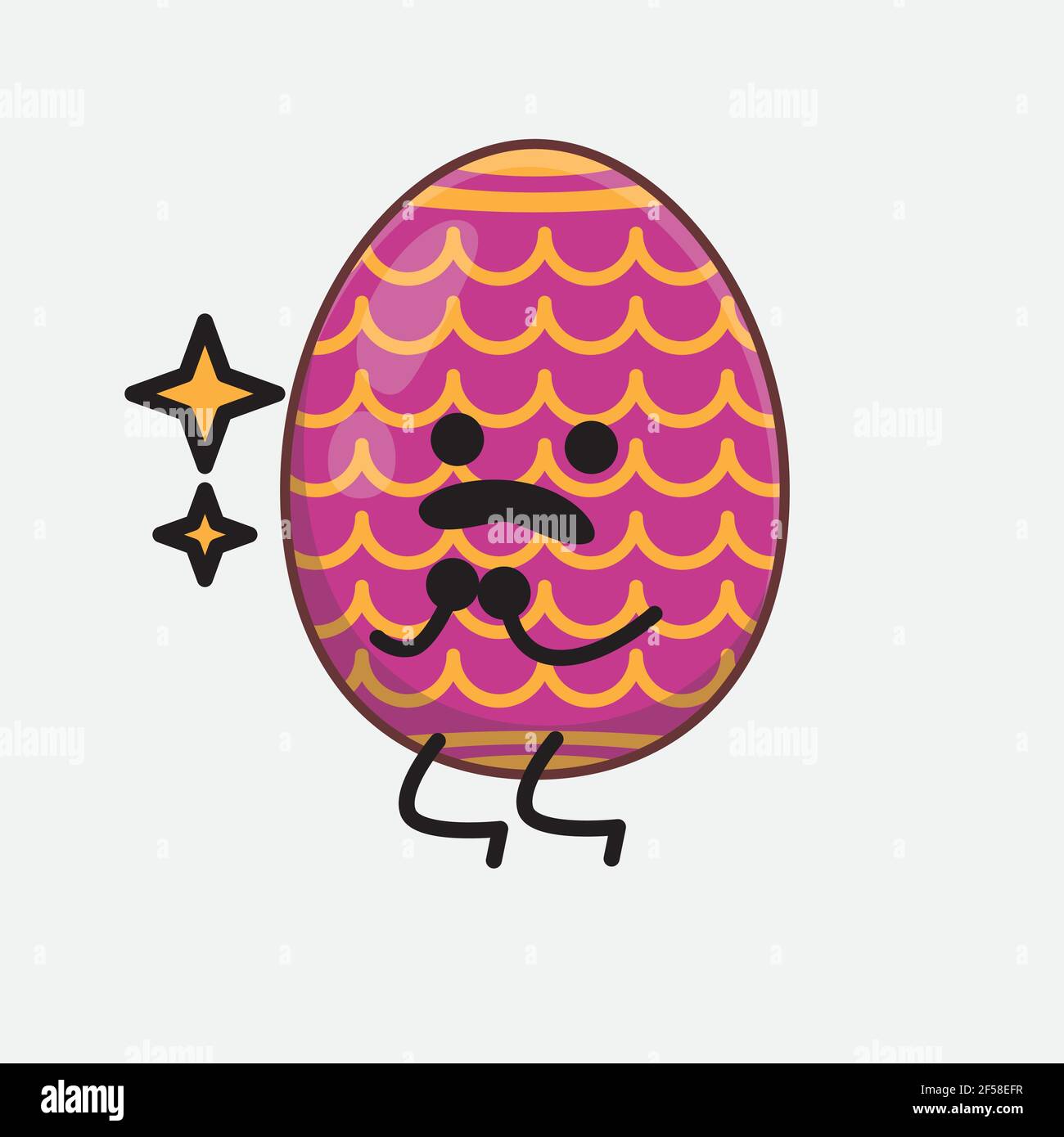 Vector Illustration of Easter Egg Character with cute face, simple ...