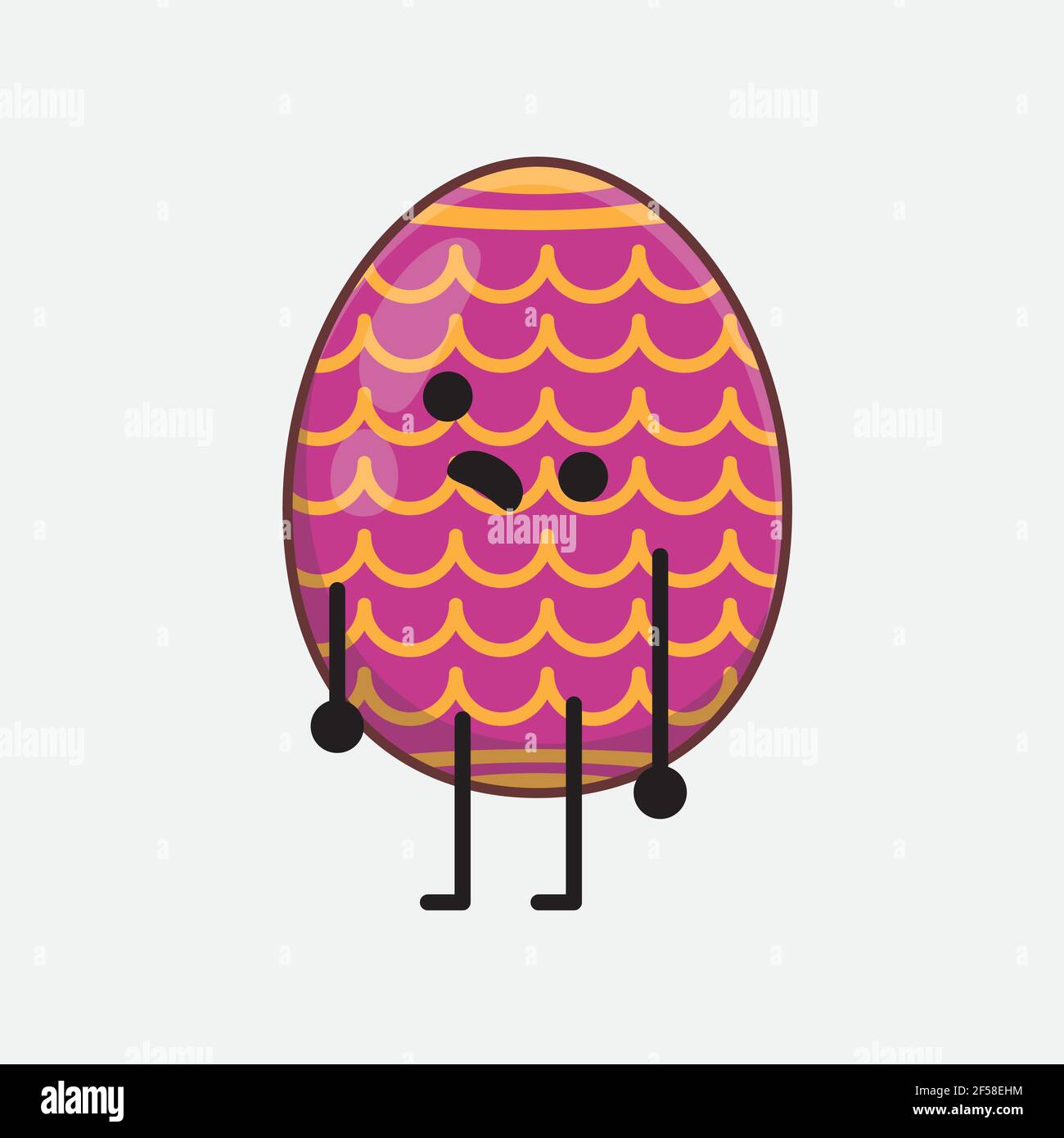 Vector Illustration of Easter Egg Character with cute face, simple ...
