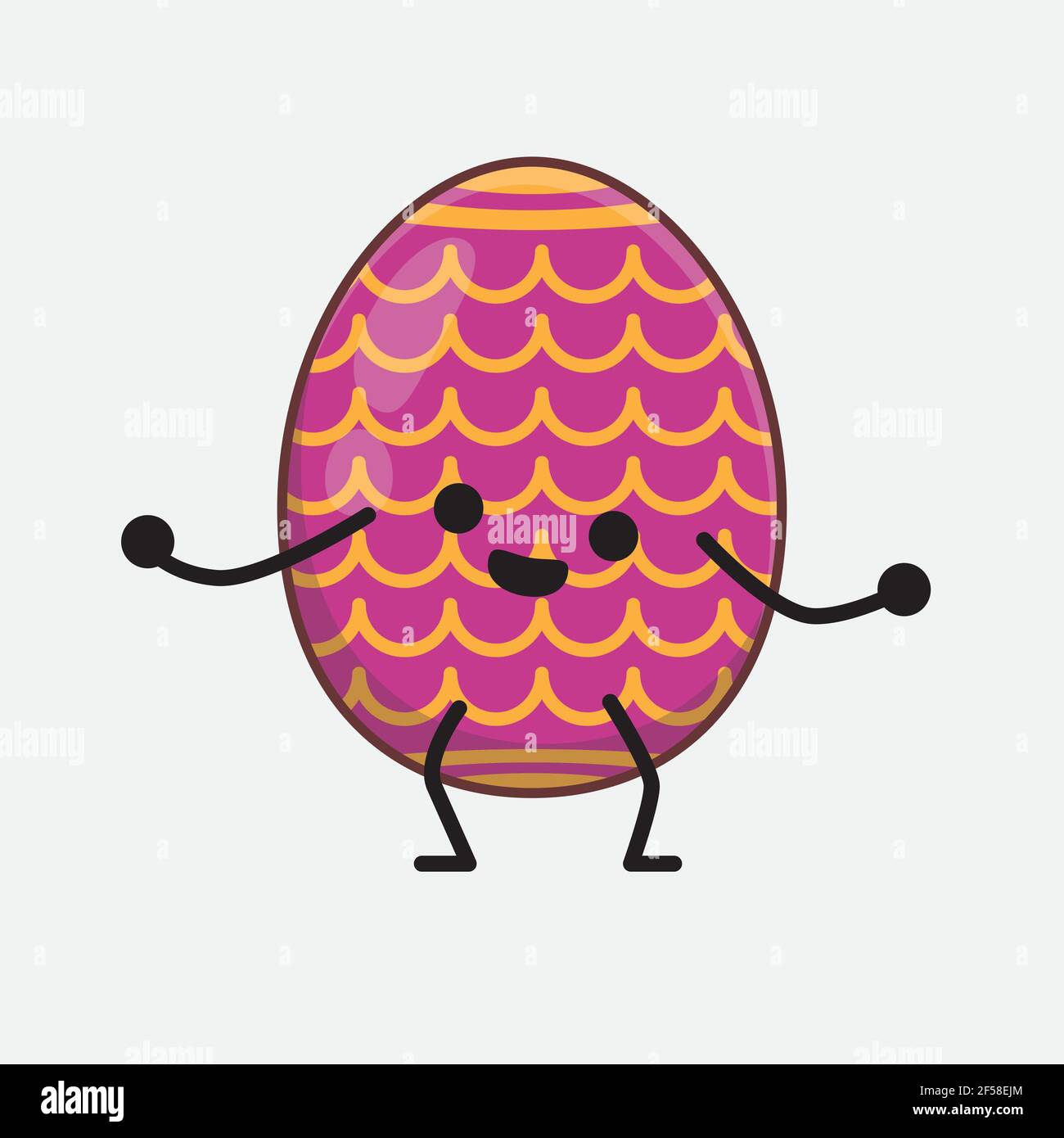Vector Illustration of Easter Egg Character with cute face, simple ...