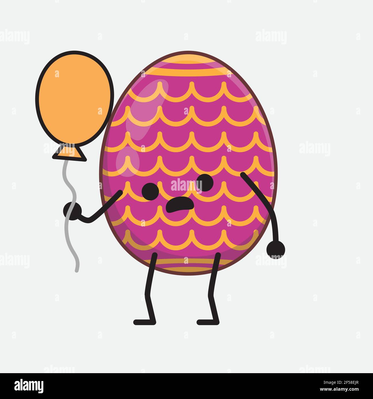 Vector Illustration of Easter Egg Character with cute face, simple ...