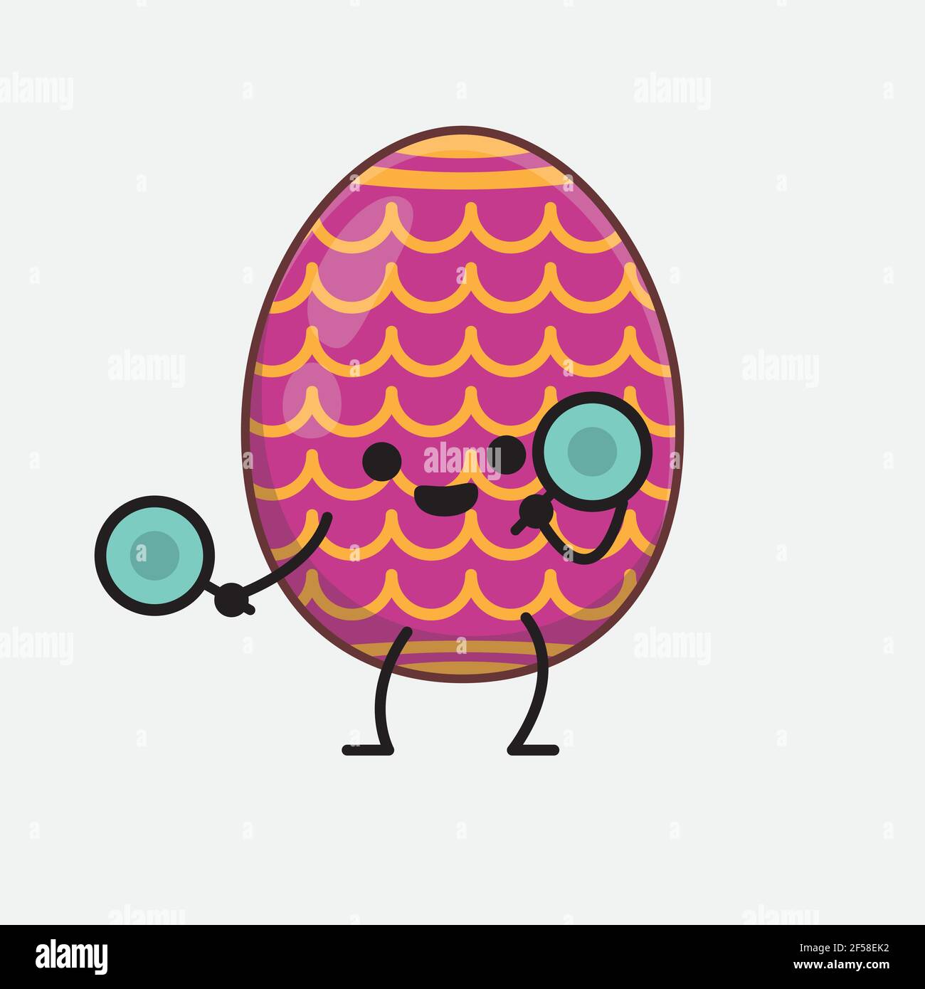 Vector Illustration of Easter Egg Character with cute face, simple ...