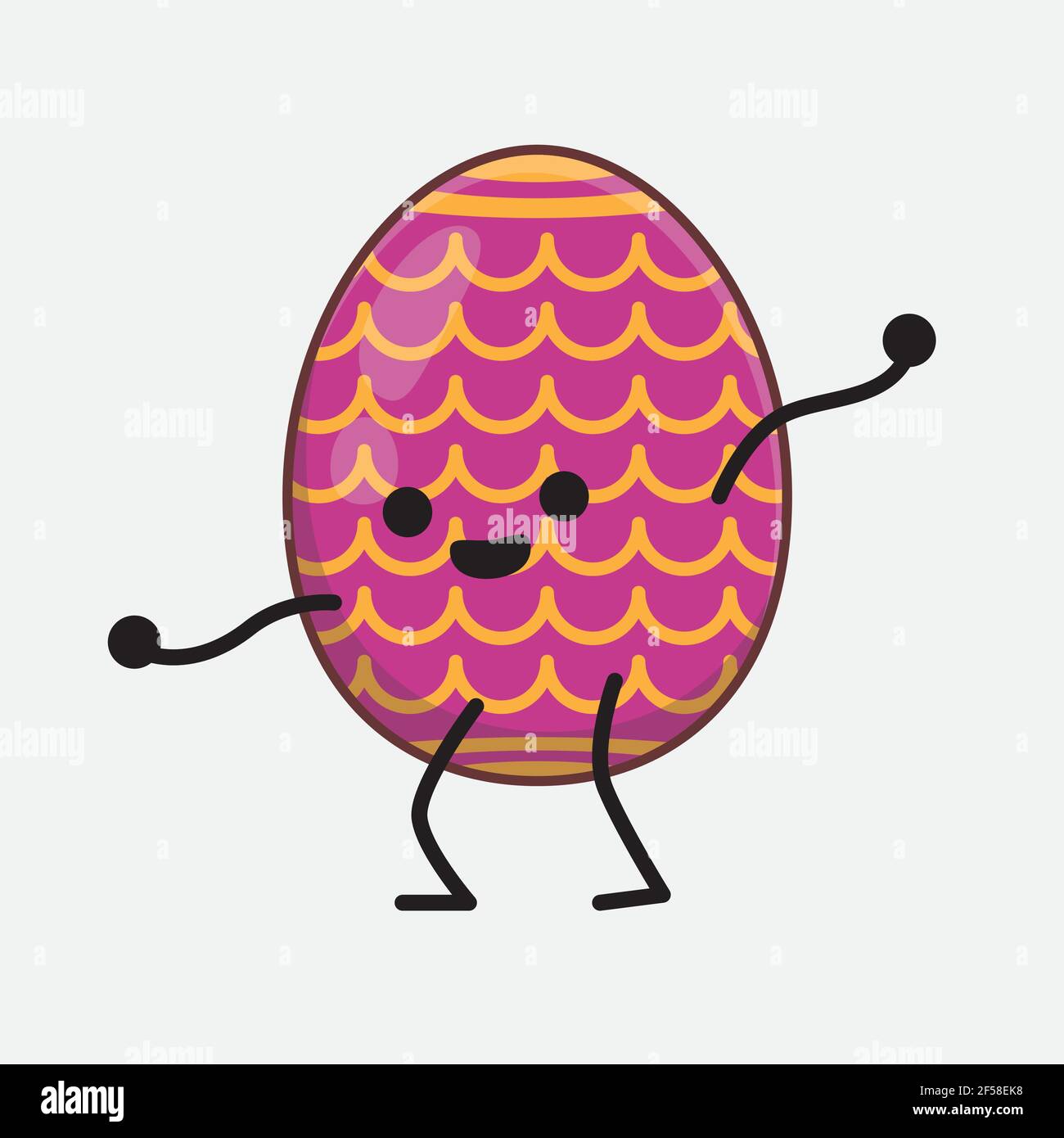 Vector Illustration of Easter Egg Character with cute face, simple ...