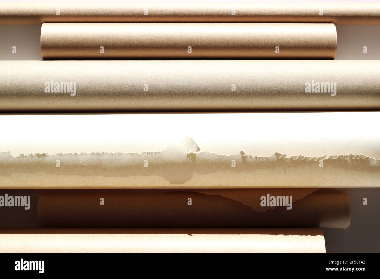 Art Kraft Paper Rolls Background. Creative Design Mockup Concept Stock