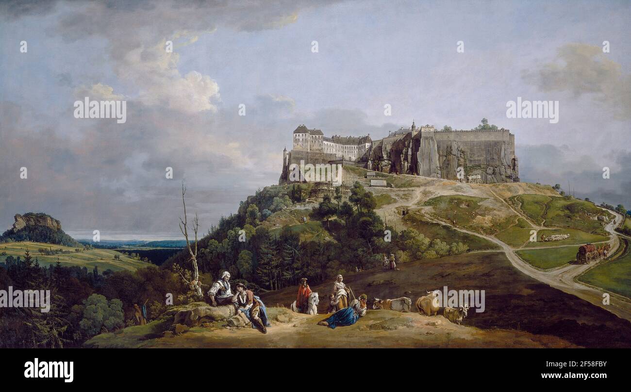 Bernardo Bellotto - The Fortress of Königstein - 1756-1758 Stock Photo
