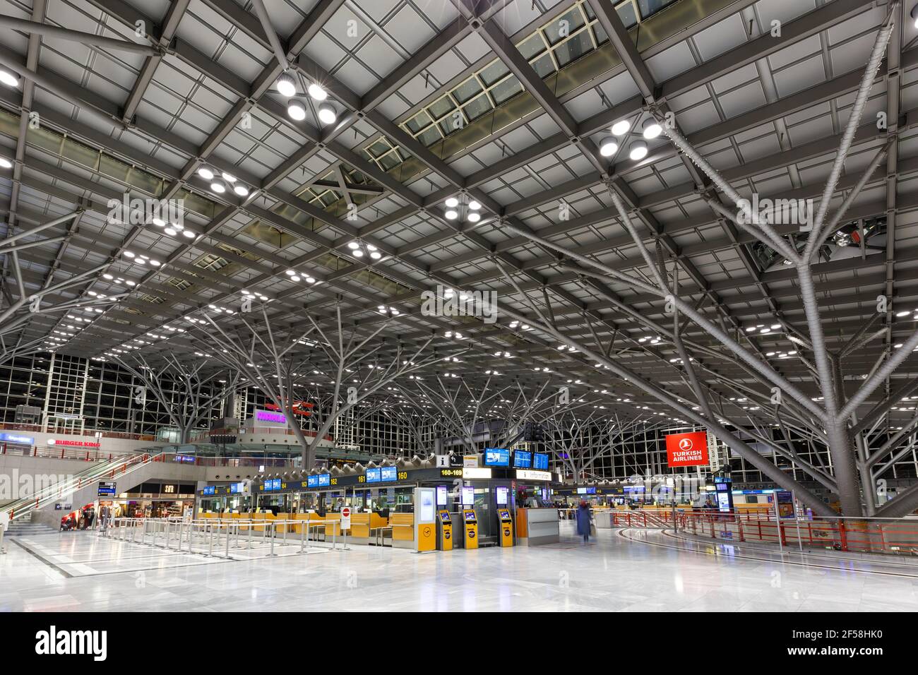 Stuttgart, Germany - October 27, 2017: Terminal 1 at night at Stuttgart airport in Germany. Stock Photo