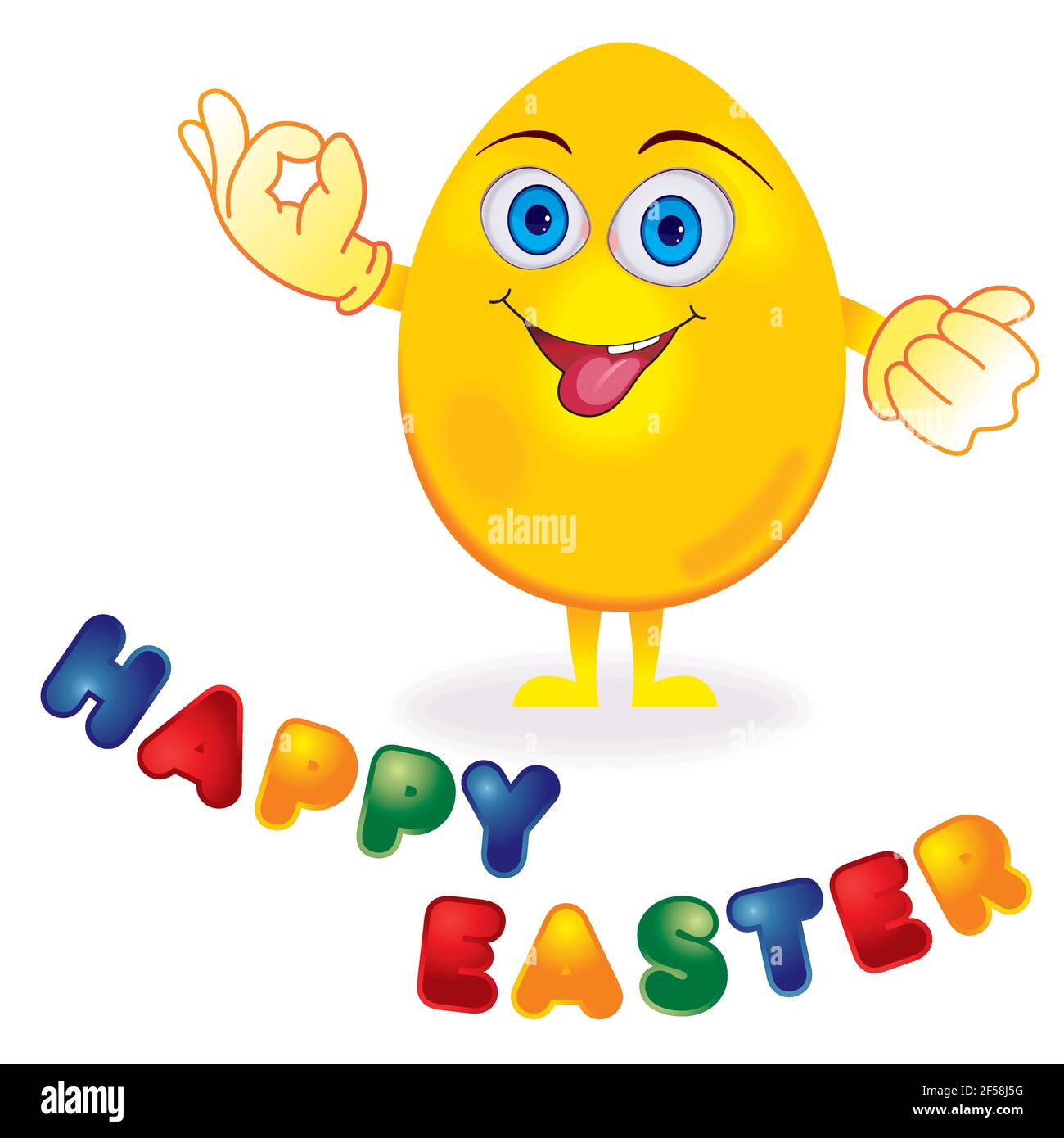 Happy Easter card with cute Egg cartoon character. Celebrating Christian  holiday. Funny egg shaped emoji character Stock Vector Image & Art - Alamy