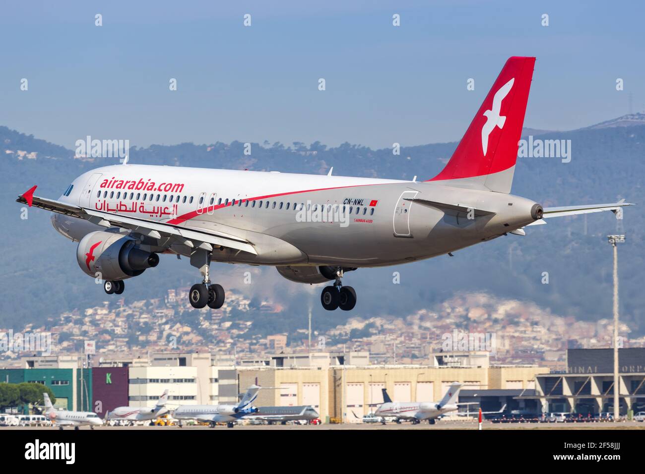 Barcelona, Spain - June 9, 2018: An Air Arabia Maroc Airbus A320 airplane at Barcelona airport (BCN) in Spain. Airbus is a European aircraft manufactu Stock Photo