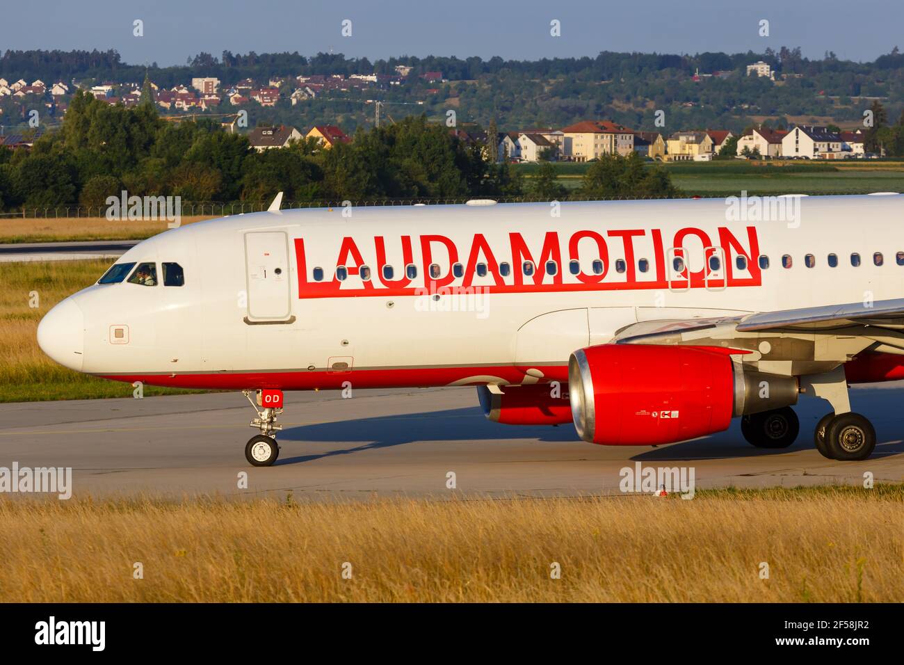 Stuttgart, Germany - June 22, 2018: A LaudaMotion Airbus A320 airplane at Stuttgart airport (STR) in Germany. Airbus is a European aircraft manufactur Stock Photo