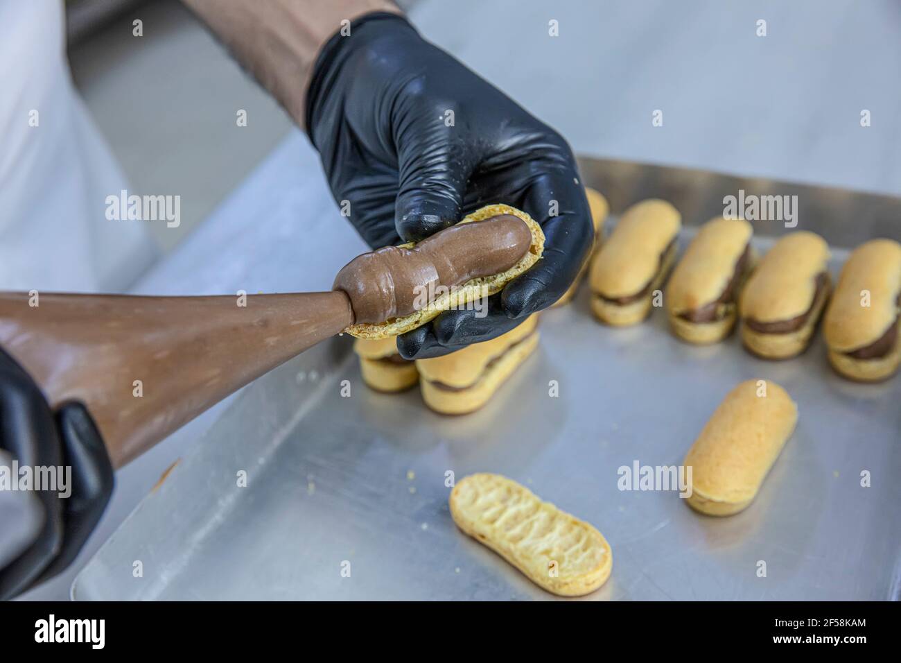Making chef eclairs in the kitchen. Eclairs Pasta Turkish delicious ...