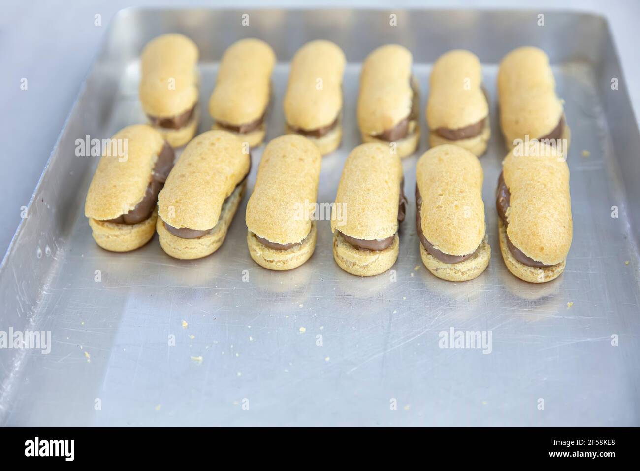 Making chef eclairs in the kitchen. Eclairs Pasta Turkish delicious ...