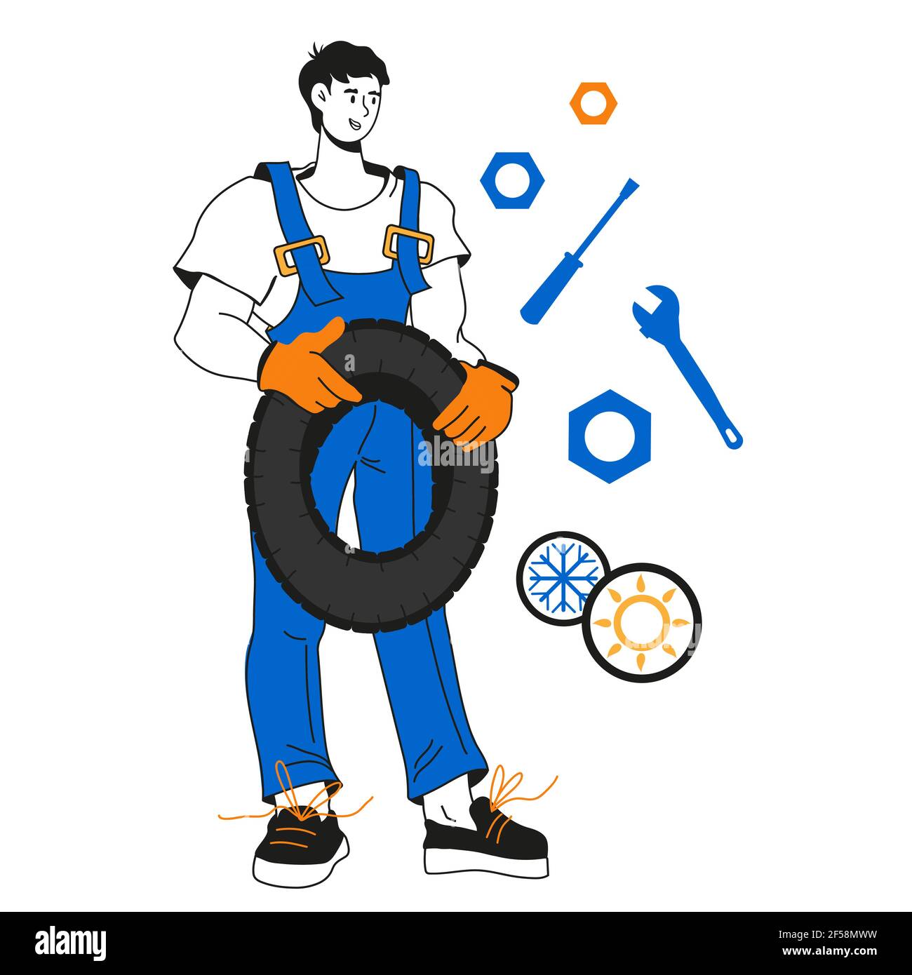 Auto mechanic cartoon character with car wheel, cartoon vector illustration isolated on white background. Car repair and tire service mechanic. or rep Stock Vector Image & Art - Alamy Auto mechanic cartoon character with car wheel, cartoon vector illustration isolated on white background. Car repair and tire service mechanic. or rep Stock Vector Image & Art - Alamy