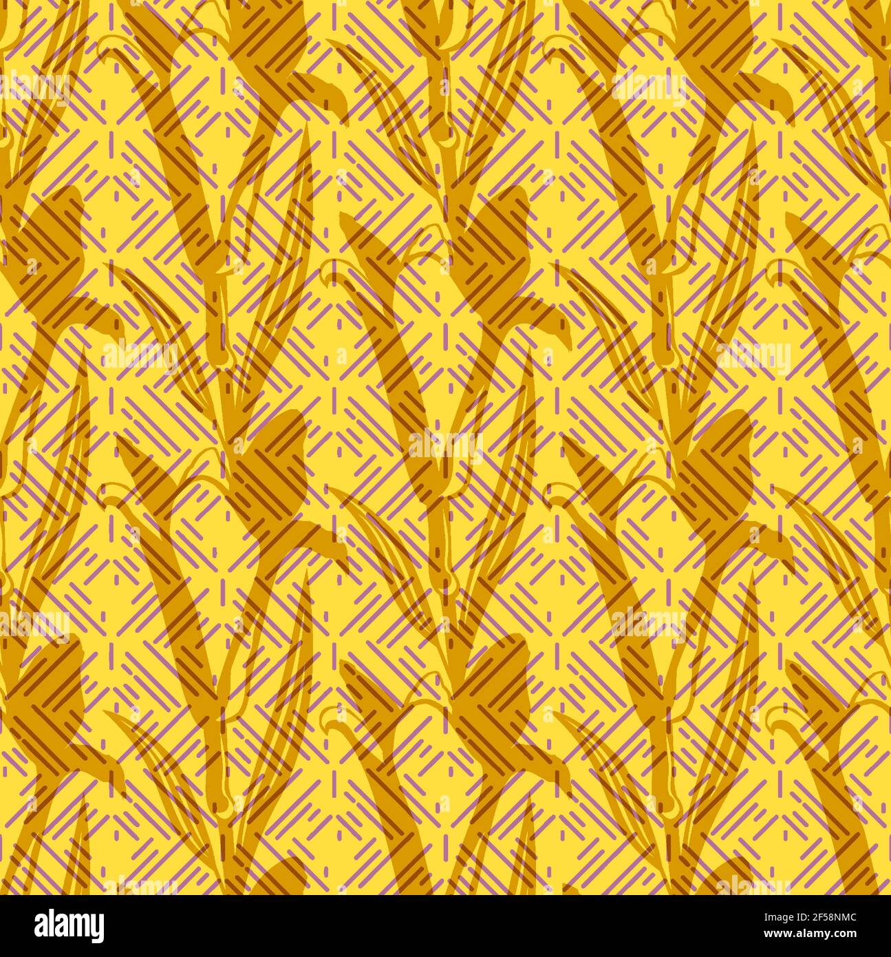 Yellow lily pattern. Seamless yellow geometry flower pattern. Vector ...