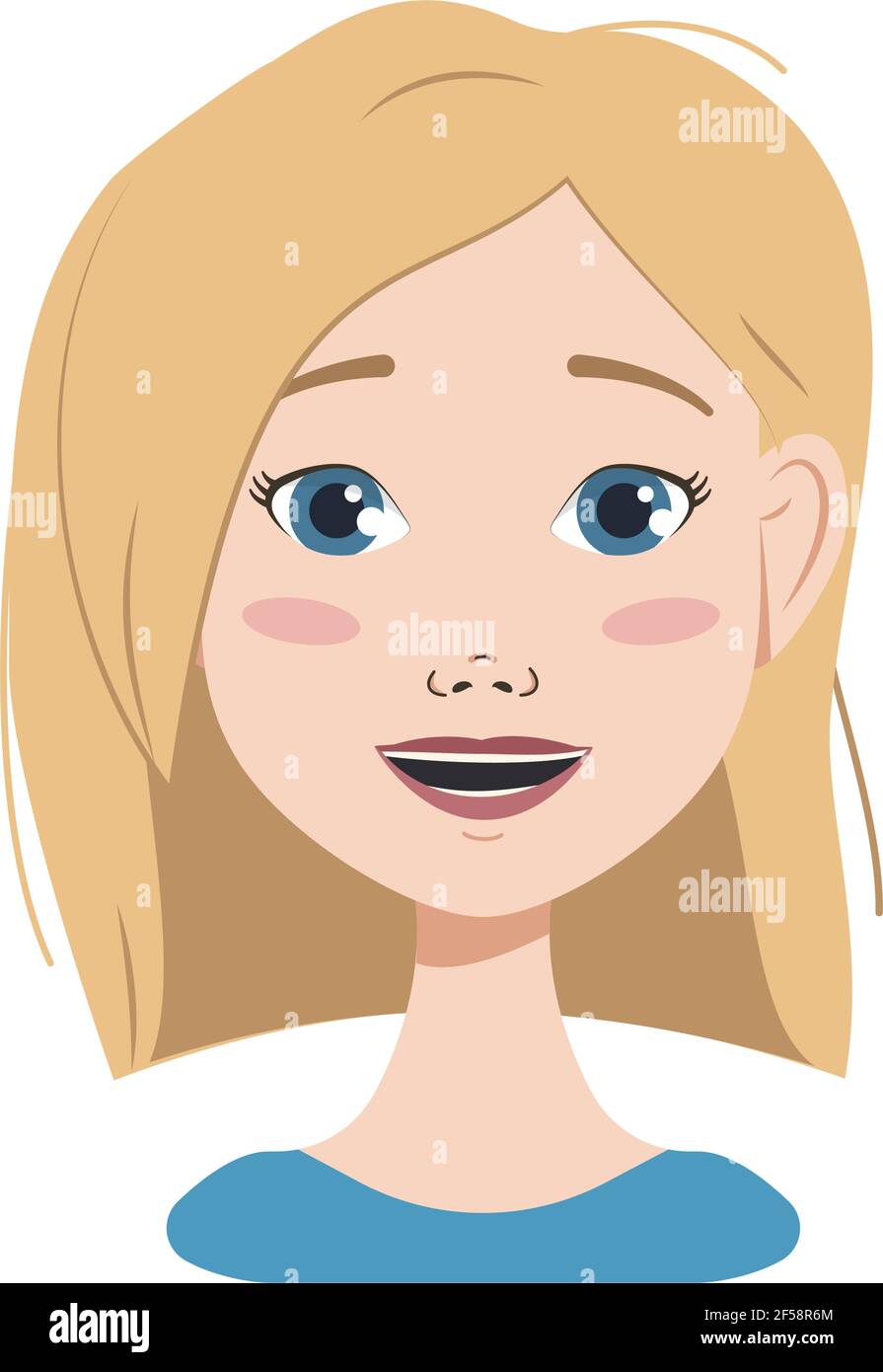 Avatar of a woman with blond hair, blue eyes and bob haircut Stock Vector