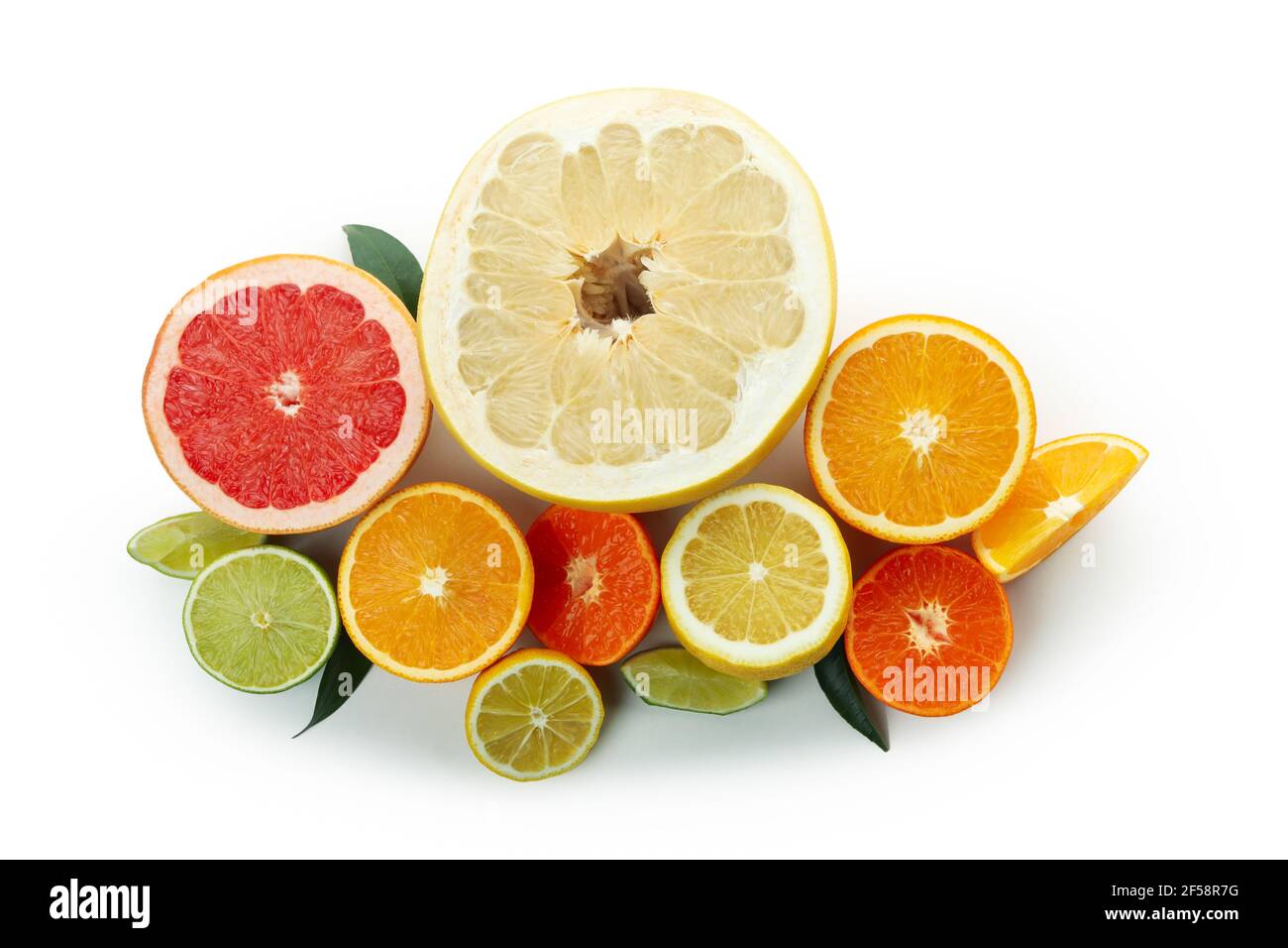 Fresh ripe grapefruits isolated on white background Stock Photo