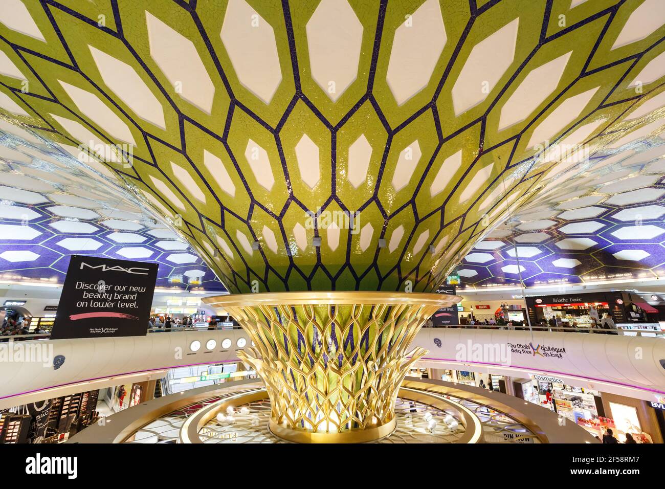 Abu Dhabi, United Arab Emirates - February 22, 2018: Terminal at Abu Dhabi Airport (AUH) in the United Arab Emirates. Stock Photo