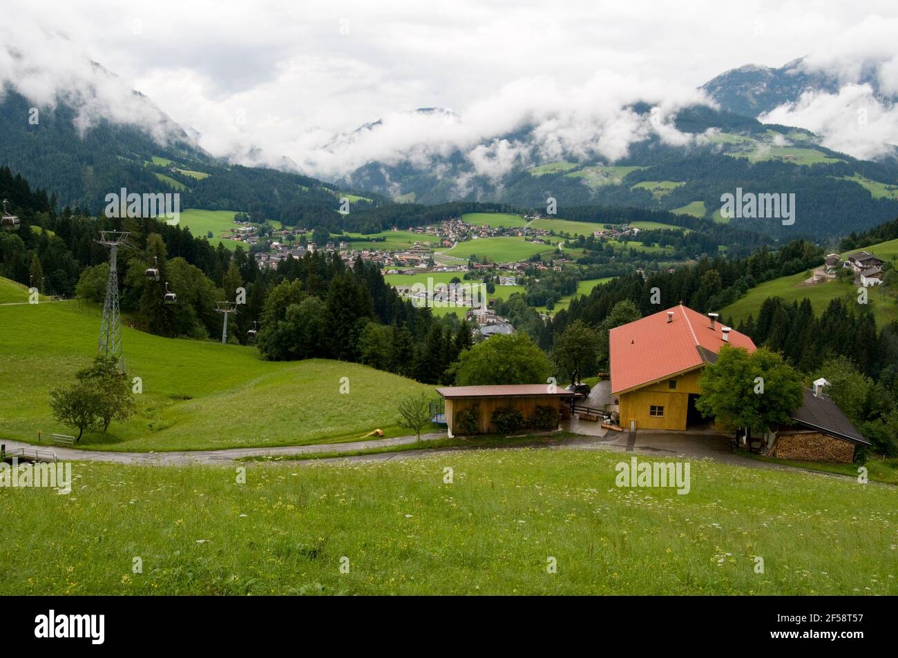 Looking Down On The Austrian Village Of Soll In Austria Stock Photo