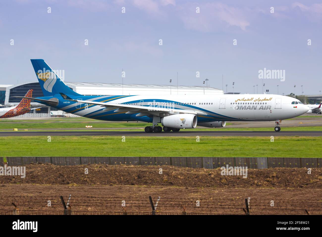 Jakarta, Indonesia – 27. January 2018: Oman Air Airbus A330 at Jakarta airport (CGK) in Indonesia. Airbus is an aircraft manufacturer from Toulouse, F Stock Photo