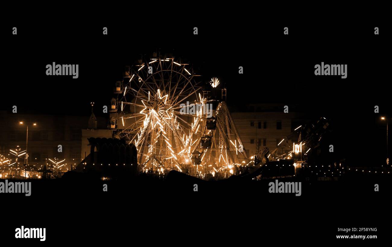 Ferris Wheel At Night Stock Photo